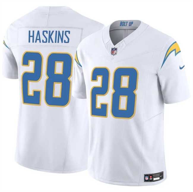 Men & Women & Youth Los Angeles Chargers #28 Hassan Haskins White 2024 F.U.S.E Vapor Limited Stitched Jersey,We sell and wholesale Men & Women & Youth Los Angeles Chargers #28 Hassan Haskins White 2024 F.U.S.E Vapor Limited Stitched Jersey on line form chian!